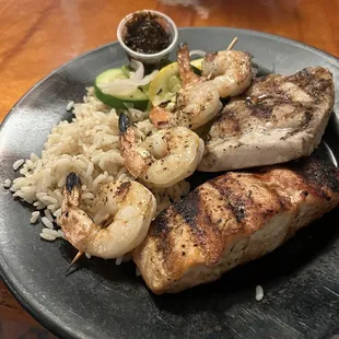 Special shrimp,salmon and mahi mahi.