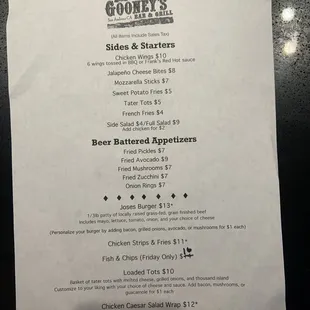 Menu Friday-Saturday 12pm-9pm