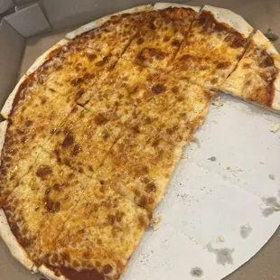 Cheese pizza - kids grabbed slices before pic!