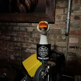 a goose on a tap