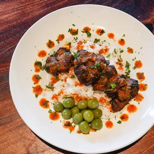 Portuguese Dish.  Vinha D'Ahlos.  Braised &amp; crisped pork w house Peri Peri