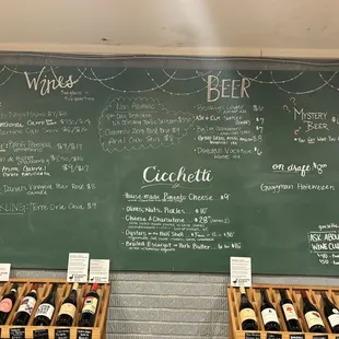 Menu in the cellar