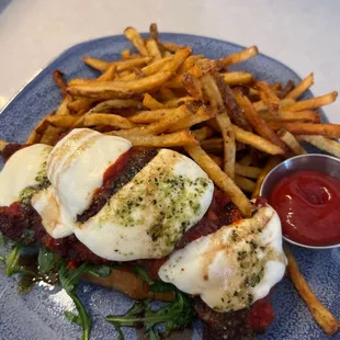 Chicken Milanese sandwhich with handcut fries