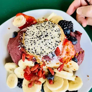 Açaí bowl topped with dragon fruit