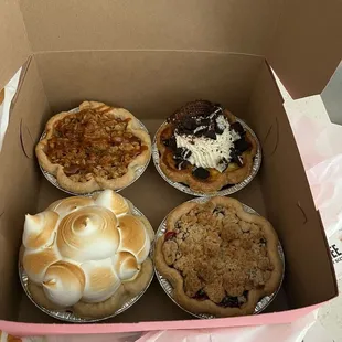 Mini pie sampler (Dutch apple, oreo cheesecake, lemon meringue, and gooseberry)