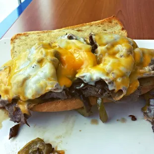 Though criminally under-salted, the Philly Cheesesteak sandwich featured a mound of succulent oven roasted ribeye steak