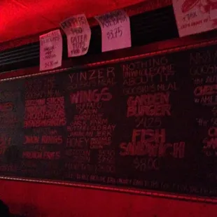 chalkboard menu