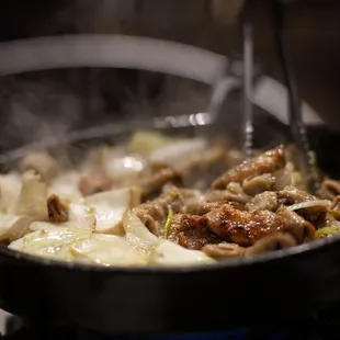 gopchang was cooking-- really good service ^^