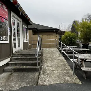 Entrance and outdoor seating