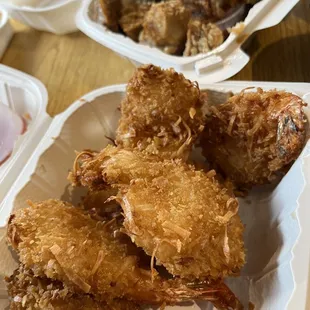 Coconut Prawns and Crispy Pork Belly