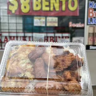 Spicy pork bento $8 plus tax