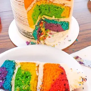 Rainbow tie dye cake