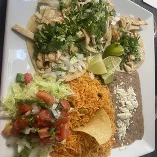 3 Tacos w/ Rice and Beans