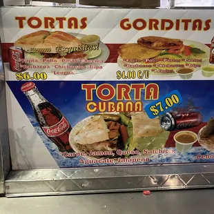 a menu for tortillas