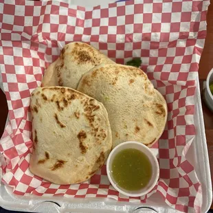 Barbacoa Gordita. Green sauce