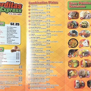 menu for gorditas express