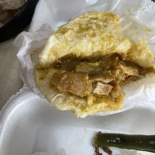 Chicharon salsa verde. Nasty soggy chicharon