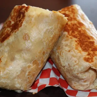 two burritos on a plate