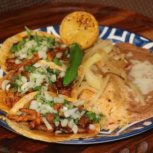 Taco plate Fajita , pastor, Pollo y mas