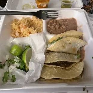 Fajita (Beef) Tacos Combo.... Not plate.