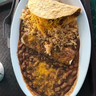 Cheese enchilada and beef taco