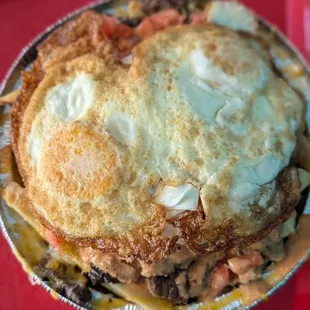 Loaded fries with added eggs... Breakfast style