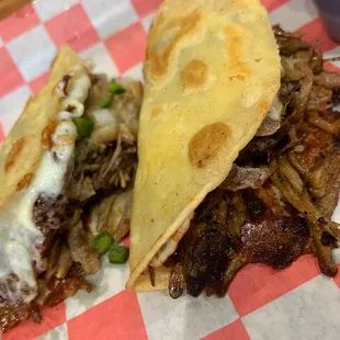 Pork and brisket tacos