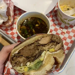 Torta with dipping sauce