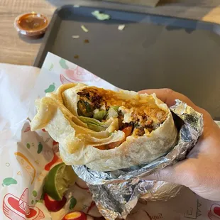 The burritos are huge !   Very flavorful.