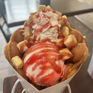 Strawberry Cheesecake Waffle Cone