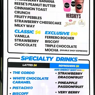 Shakes, Coffee and Refreshers