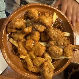 Kids popcorn chicken and fries