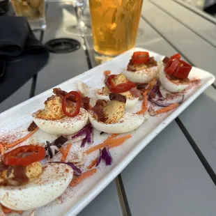 Deviled eggs next to a Session IPA. These are worth ordering!!
