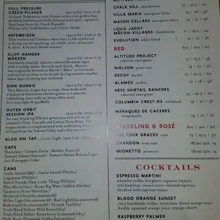 Drink menu. Extensive!