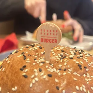 a close up of a burger