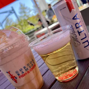 Toffee shake and ice cold beer- perfect