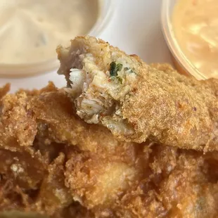 Old chicken tender. NOWHERE NEAR FRESH. Line was too long to wait for a remake. Just took a loss. Never again......