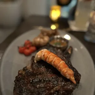 Ribeye with lobster tail