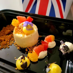 a variety of desserts on a tray