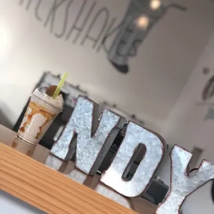 a milkshake with a drink in it