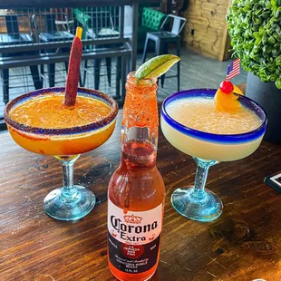 Piña Colada, Corona Sunrise, Mangonada