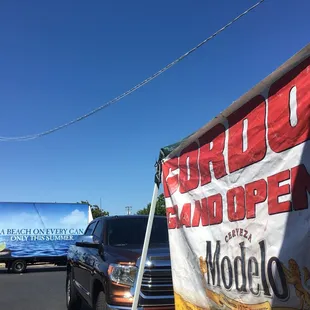 a truck parked in a parking lot