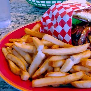 Hamburger and fries