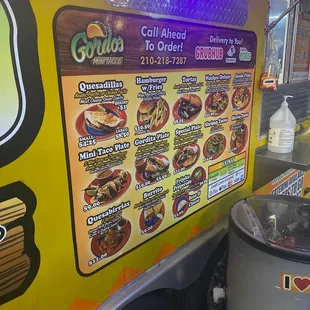 Taco truck menu