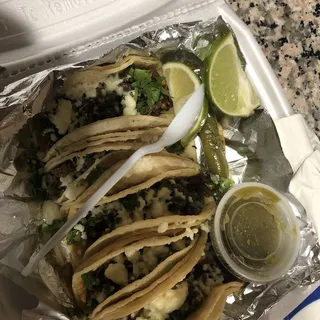 5 Mini Tacos with Charro Beans