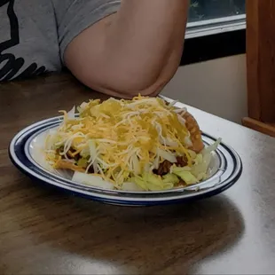 Carne asada tostada with green sauce
