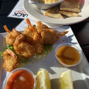 Coconut shrimp and beer cheese dip