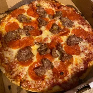 Sausage and pepperoni pizza