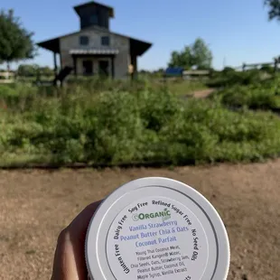 Enjoying a Coconut Parfait treat among wildflowers in Katy, Texas