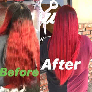 After a washed out red color to a beautiful vivid magenta red full color